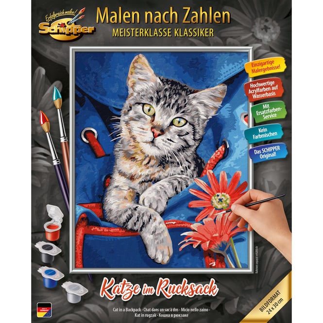 Malen nach Zahlen - Katze mit Rucksack - Schipper