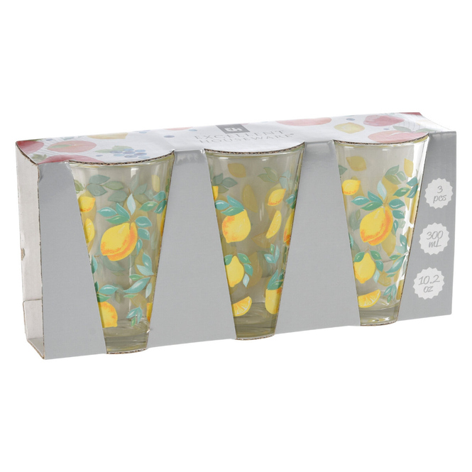 Trinkgläser - Zitronen - ca. 300 ml - 3 Stück 