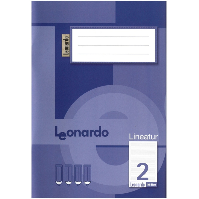 Schulheft - DIN A5 - Lineatur 2 - liniert mit Kontrastlineatur - 16 Blatt 
