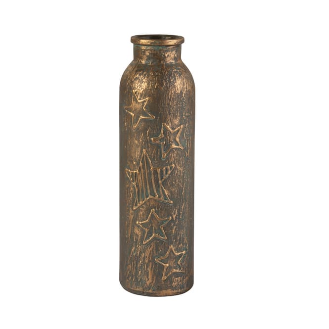 Vase in Flaschenform - gold antik - aus Glas - ca. 5,5 x 5,5 x 19 cm