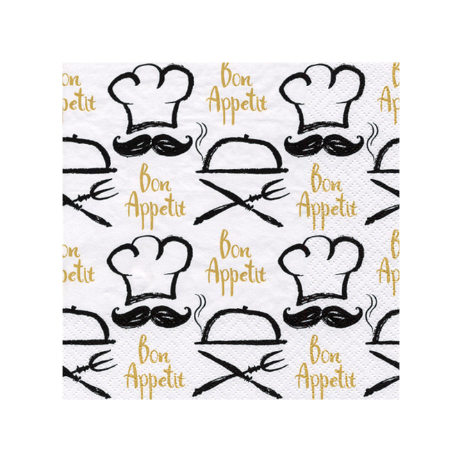 20 Servietten - Bon Appetit - ca. 33 x 33 cm