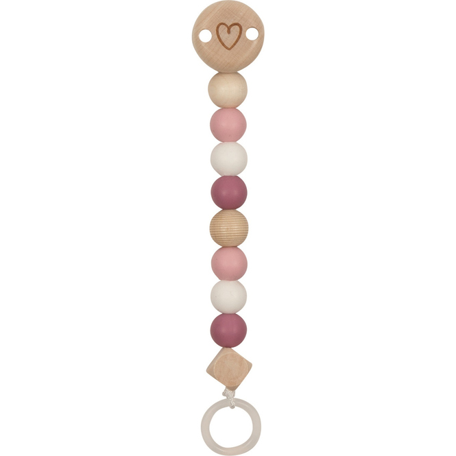 Goki Baby - Schnullerkette - Herz - natur/rosa