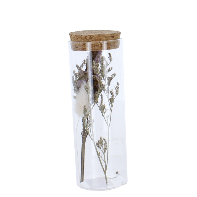 Reagenzglas mit Trockenblumen - aus Glas - ca. 5,5 x 15 cm