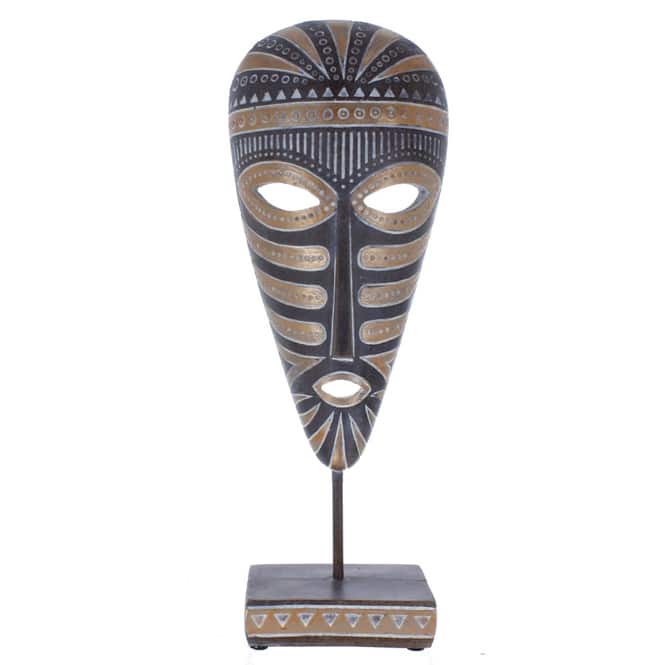 Standdeko - Afrikanische Maske - aus Polyresin - ca. 13 x 7 5 x 35 5 cm