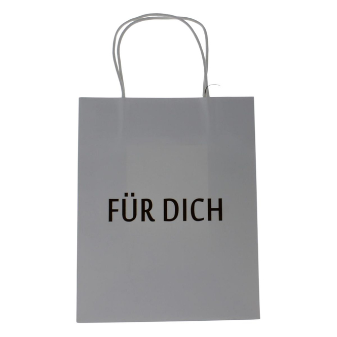 Geschenktasche mit Text weiß/gold - aus Papier - 20x11x25 cm - 1 Stück