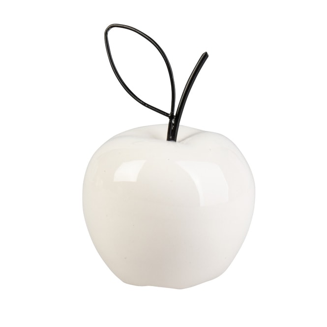 Deko-Apfel - weiß glänzend - ca. 7 x 7 x 11 cm