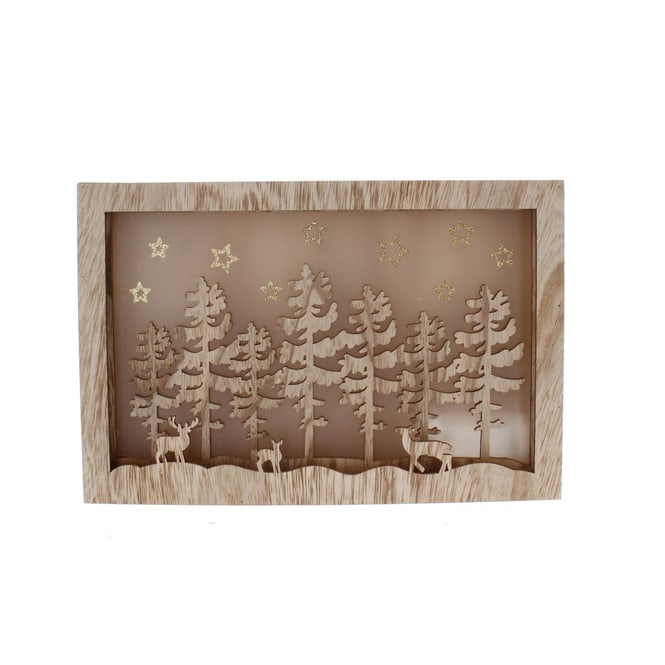 Bild - Hirsche im Wald - mit LED - ca. 30 x 4 5 x 20 cm