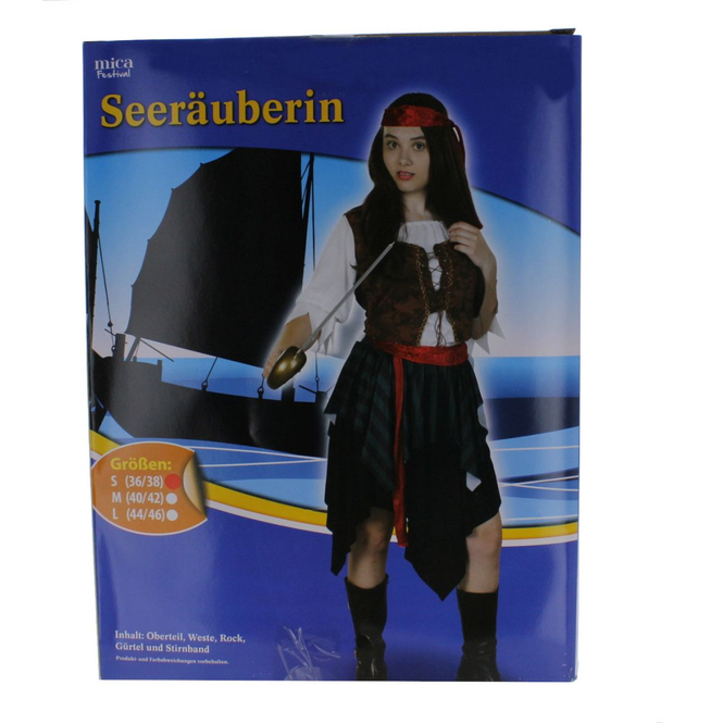 Kostüm - Seeräuberin - für Erwachsene - 5-teilig - Größe 36/38