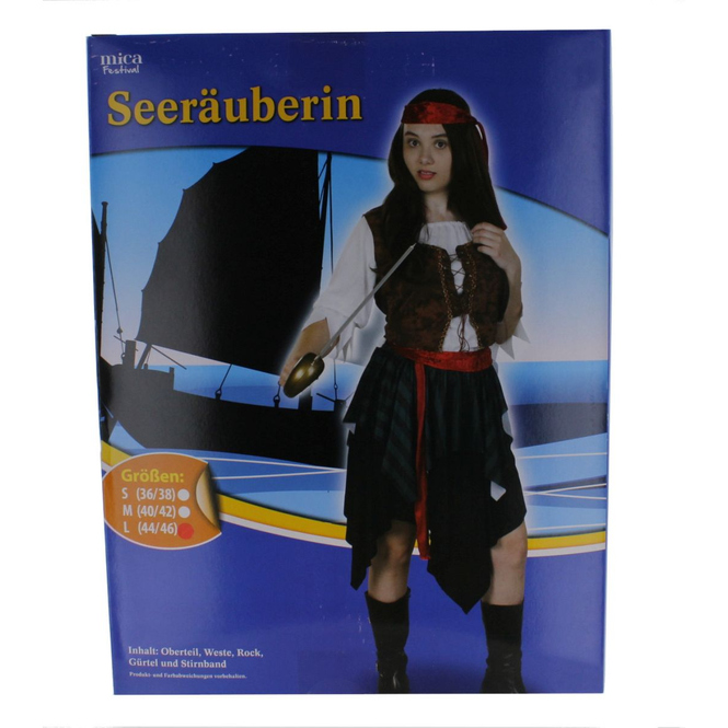 Kostüm - Seeräuberin - für Erwachsene - 5-teilig - Größe 44/46