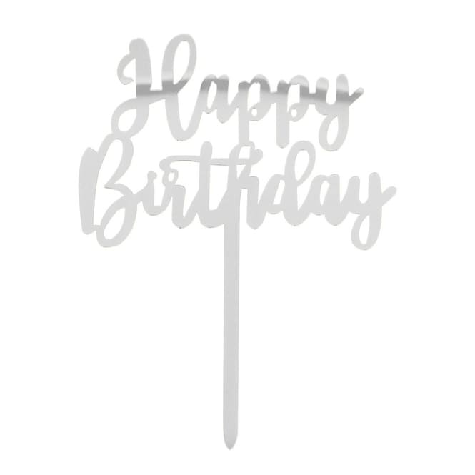 Kuchentopper - Happy Birthday - silber - ca. 15,5 x 11 cm