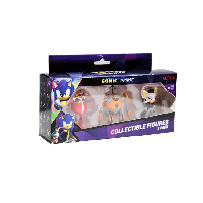 Sonic Prime - Sammelfiguren - 3er Pack - Rebel Rouge, Eggforcer und Dr. Eggman