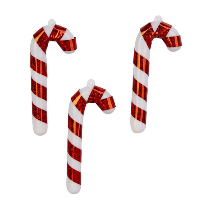 Baumhänger - Zuckerstange - bruchfest - rot/weiß - ca. 9 cm - 6 Stück