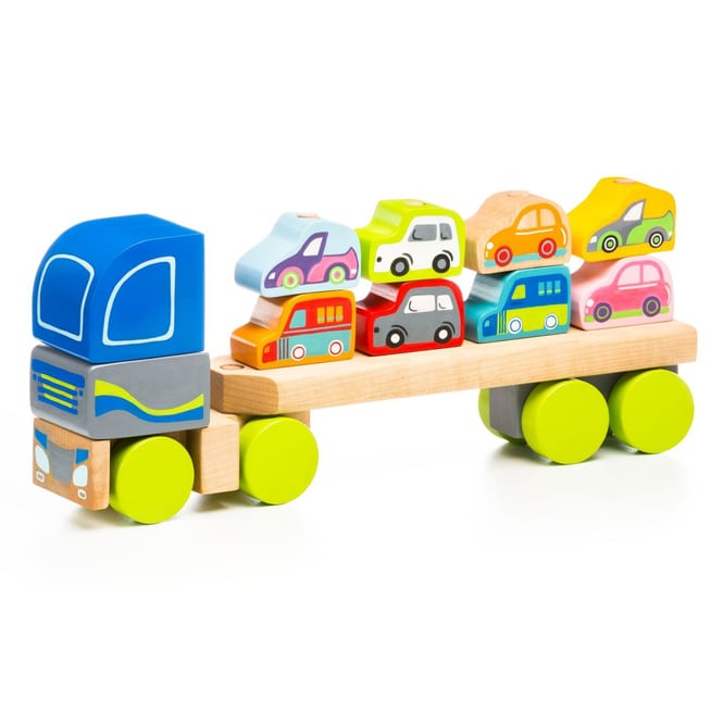 Autotransporter aus Holz - LKW mit 8 Autos