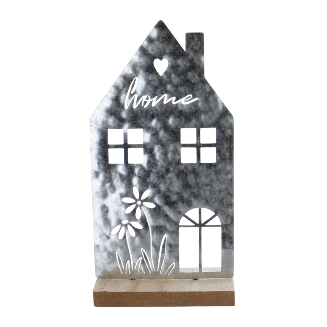 Haus Home auf Platte grau/braun - ca. 20 x 10 x 4 cm