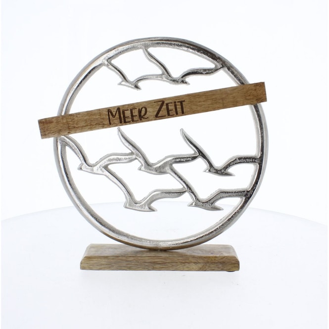 Dekoring - Meer Zeit - silber/braun - ca. 25 x 5 x 27 cm