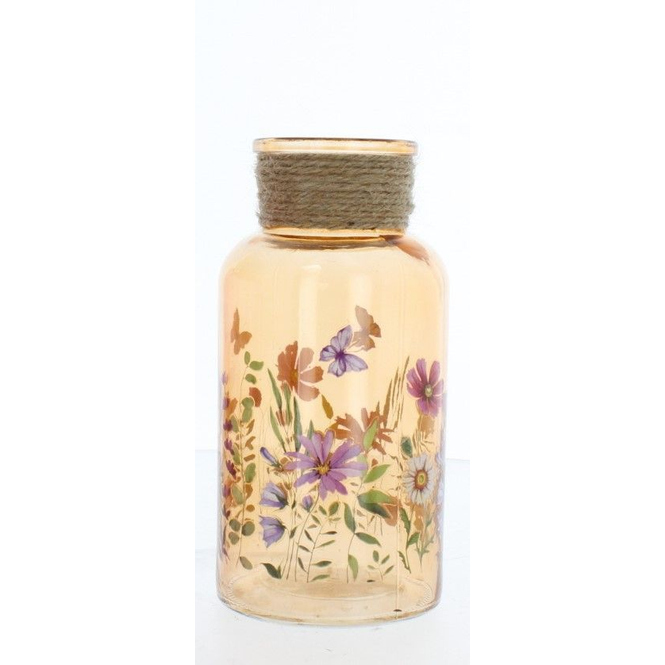 Vase mit Blumenmotiv - ca. 8 x 16,5 cm - 1 Stück