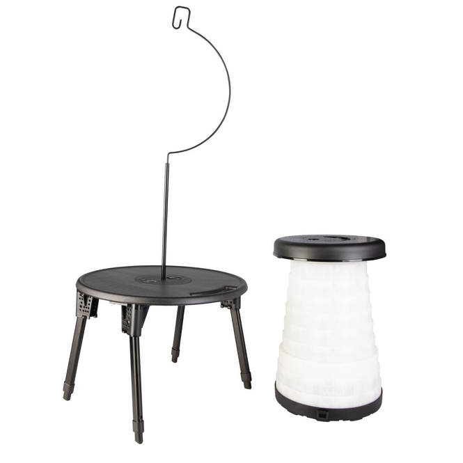 Faltbares Campingset - Tisch und Hocker - schwarz