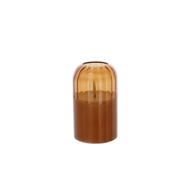LED Kerze im Glas - orange - ca. 7,5 x 12,5 cm