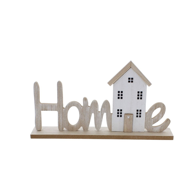 Schriftzug - Home - mit Haus - aus Holz - ca. 30 x 5 x 15,5 cm
