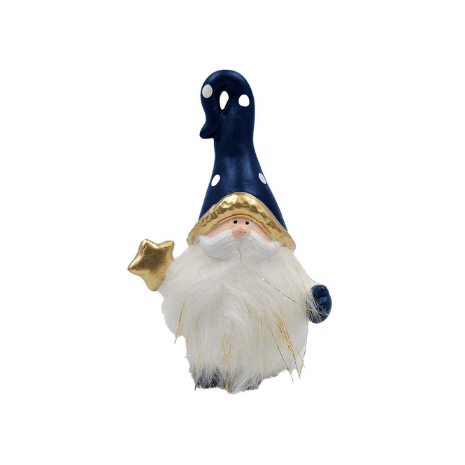 Wichtel mit Stern blau/gold - ca. 13 x 8 x 19 cm