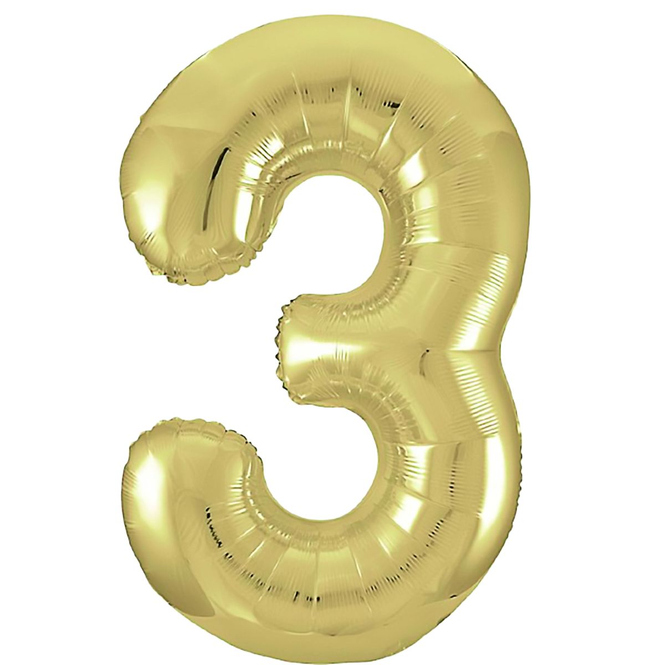 Folienballon - Zahl 3 - gold