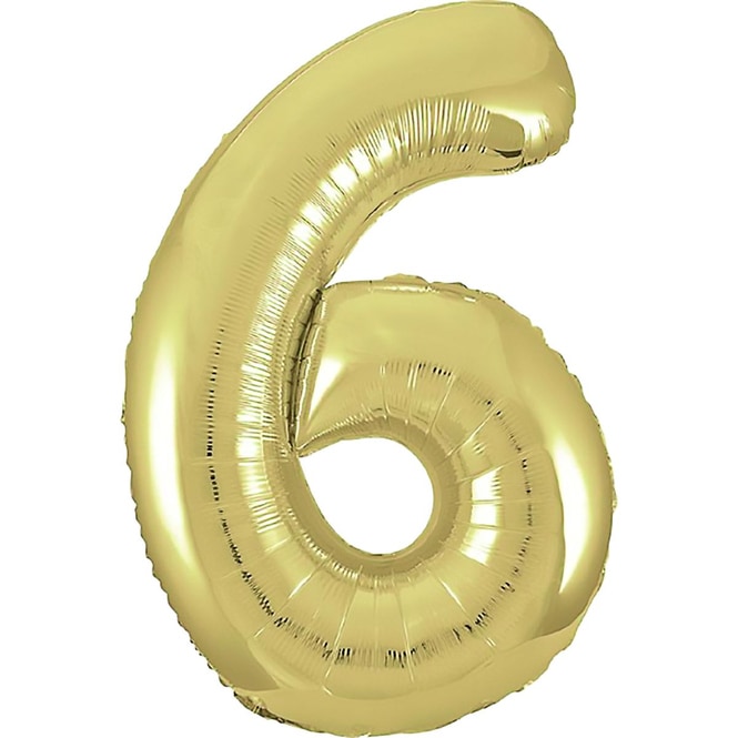 Folienballon - Zahl 6 - gold