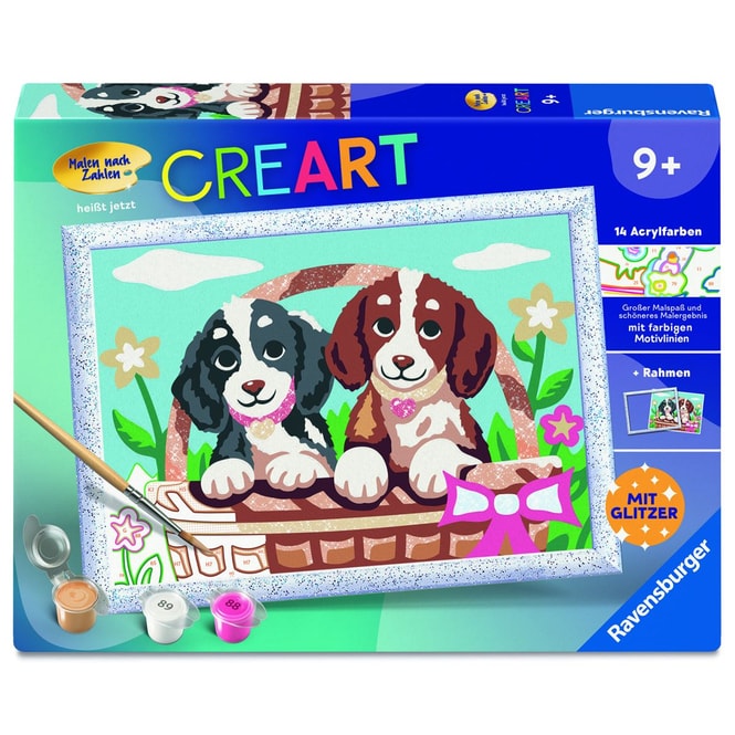 Malen nach Zahlen - CREART® - Hunde im Körbchen