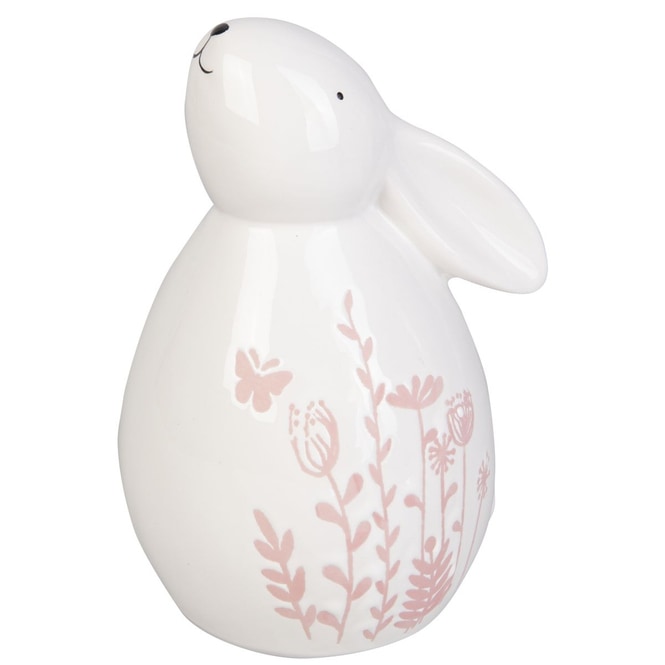 Dekofigur - Hase - weiß/rosa - ca. 11,5 x 11,3 x 16,5 cm