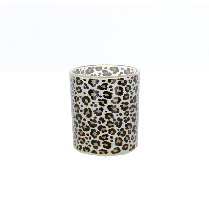 Windlicht - Leopardenoptik - ca. 7 x 8 cm