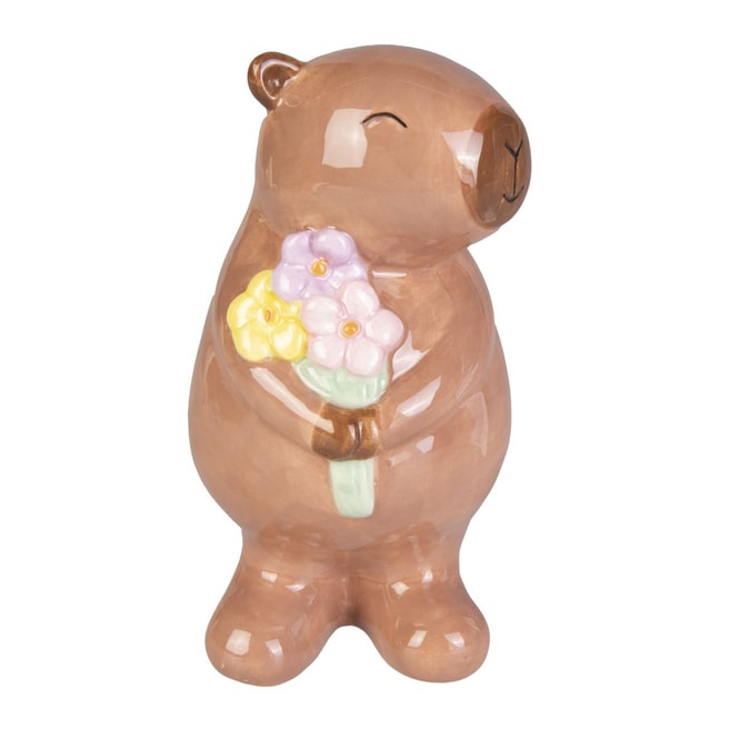 Capybara mit Blumenstrauß - ca. 15 cm