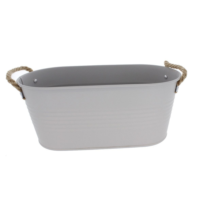 Pflanzkasten - oval mit Seilgriffen - Garden - ca. 32 cm - grau