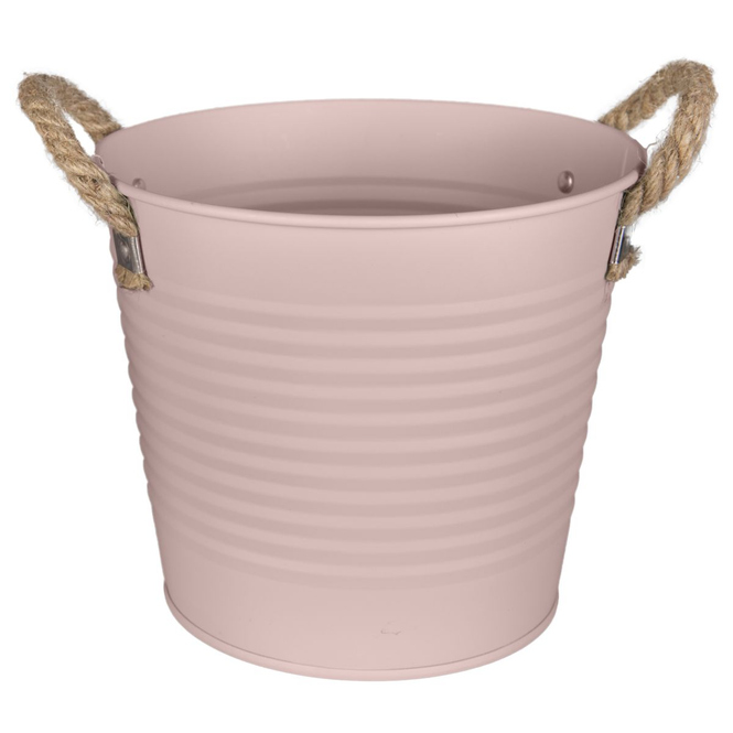Pflanztopf - Eimer mit Seilgriffen - ca. 18 cm - rosa