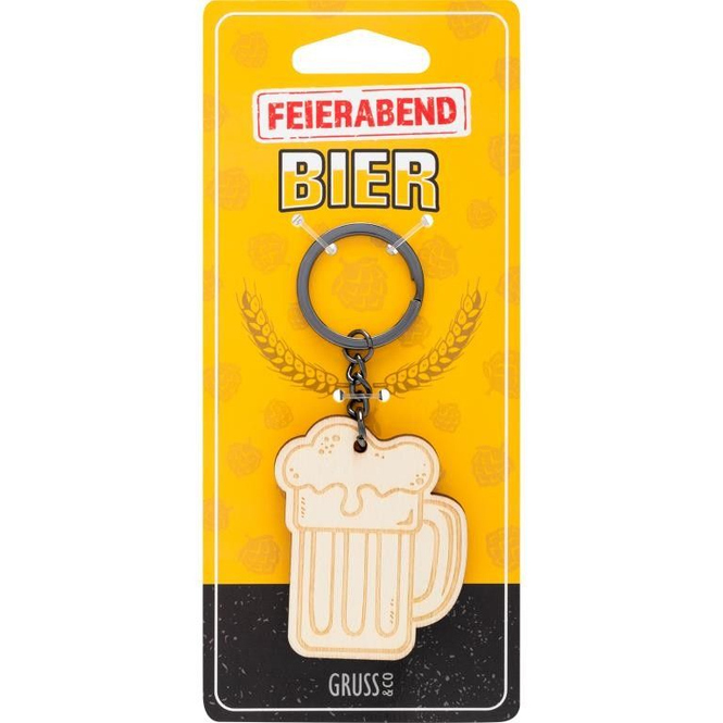 Schlüsselanhänger - Bier - aus Holz