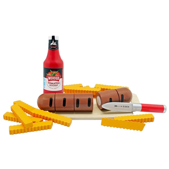 Kaufladenzubehör - Bratwurst mit Pommes Ketchup