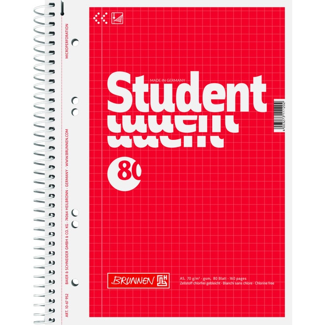 Collegeblock A5 kariert - 80 Blatt - Lineatur 22