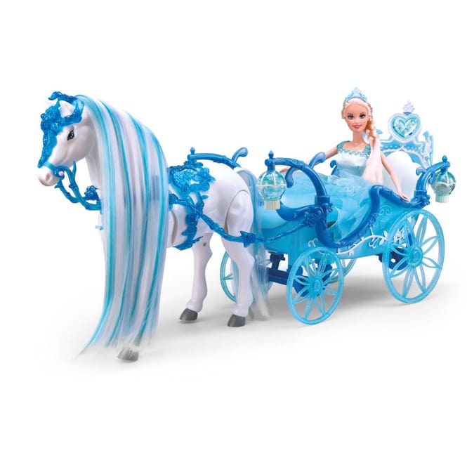 Besttoy - Prinzessinnenkutsche - blau - mit Pferd und Modepuppe 