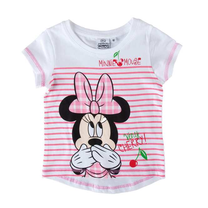 T-Shirt - Minnie Mouse, Very Cherry -weiss, gestreift