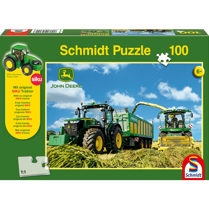 Puzzle - John Deere - Traktor 7310R mit 8600i Feldhäcksler - 100 Teile 
