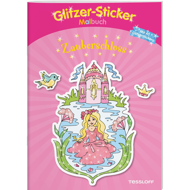 Glitzer-Sticker-Malbuch - Zauberschloss - mit 45 Glitzerstickern 