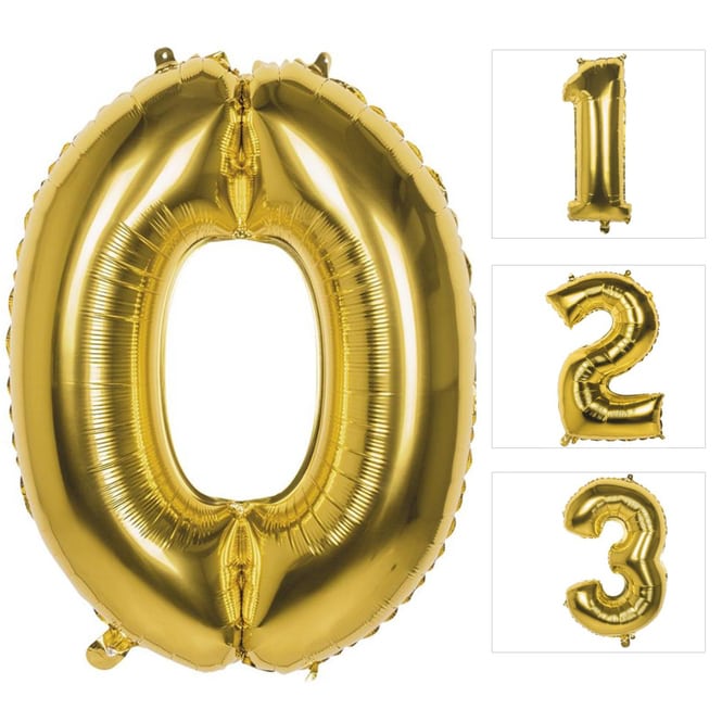 Folienballon - Goldene Zahl - 0 bis 9 
