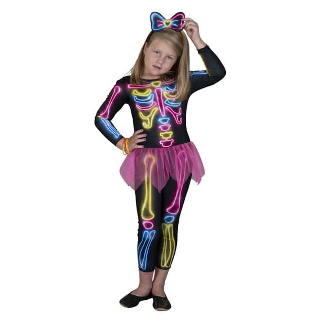 Kostüm - Neon-Skelett - für Kinder - 2-teilig - verschiedene Größen 