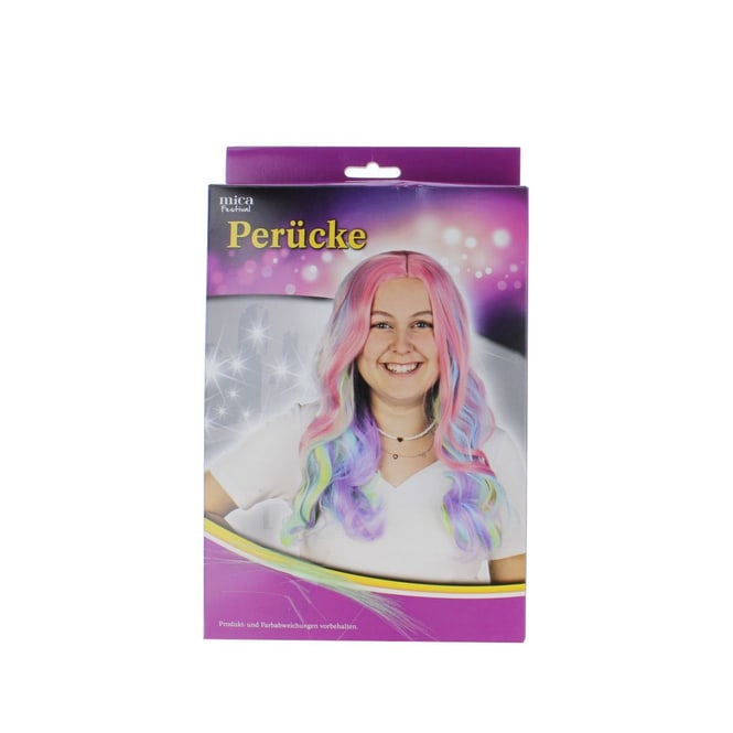 Langhaarperücke für Erwachsene - Pastell-Regenbogen