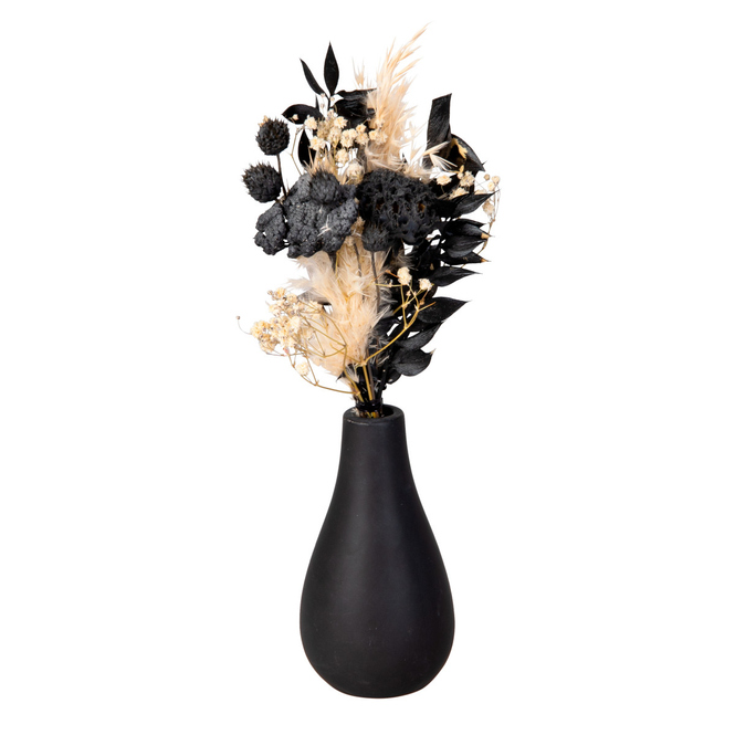 Vase - bauchig - schwarz - ca. 6,5 x 12 cm
