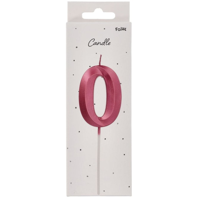 Zahlenkerze - 0 - Glamour Vibes - pink metallic - ca. 7 cm