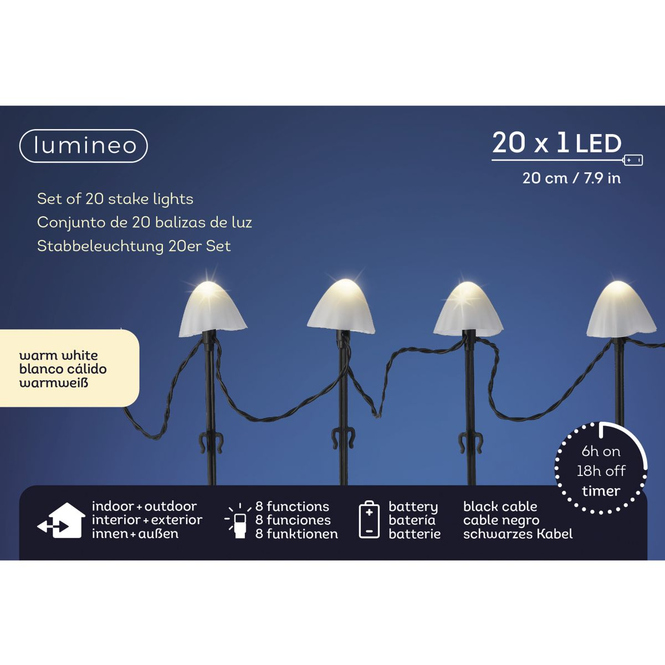 20er LED Stabbeleuchtung - weiss/schwarz