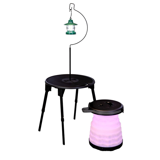 Faltbares Campingset - Tisch und Hocker - schwarz