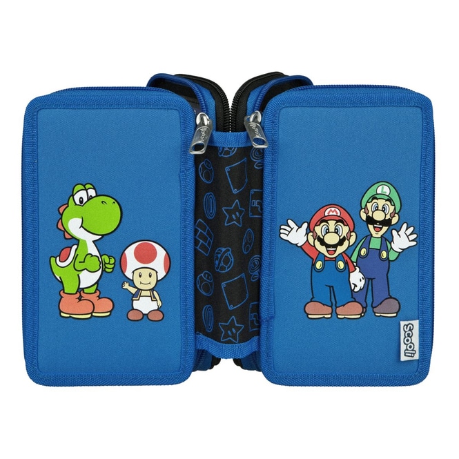 Super Mario - Federmäppchen mit 3 Fächern - 30-teilig