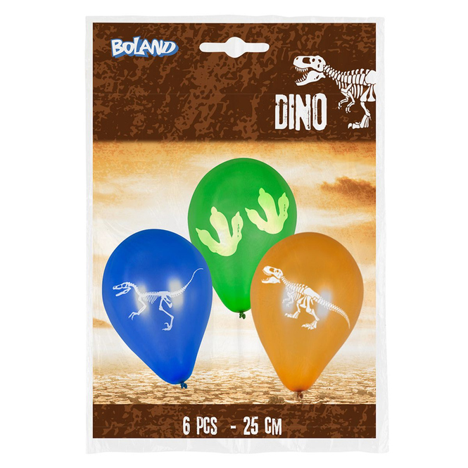 6 Luftballons - T-Rex - ca. Ø 25 cm