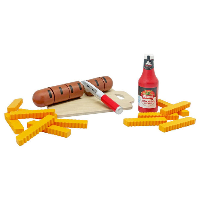 Kaufladenzubehör - Bratwurst mit Pommes Ketchup