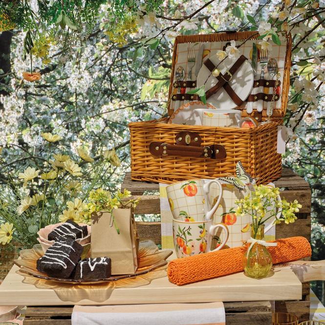 Picknick- Set im Korb - für 2 Personen - ca. 26 x 38 x 18 cm 